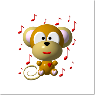 Cute Musical Monkey Posters and Art